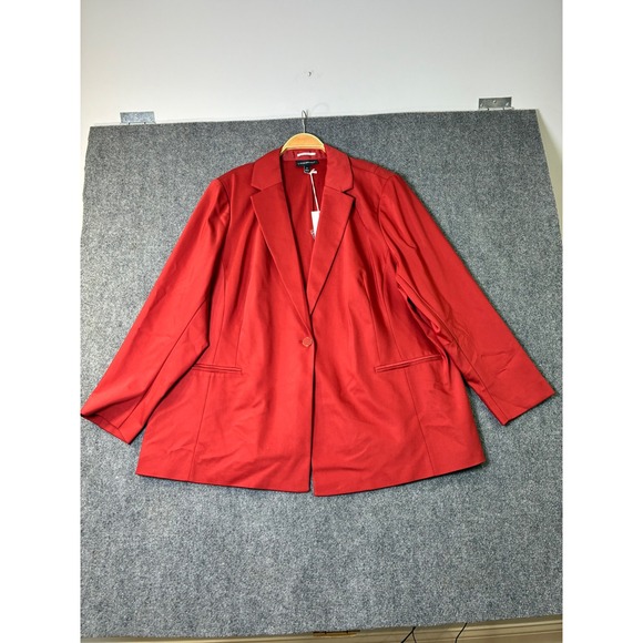 NWT Lane Bryant The Bryant Blazer Red Cotton Blend One Button Plus Size 28‎ - Picture 1 of 5